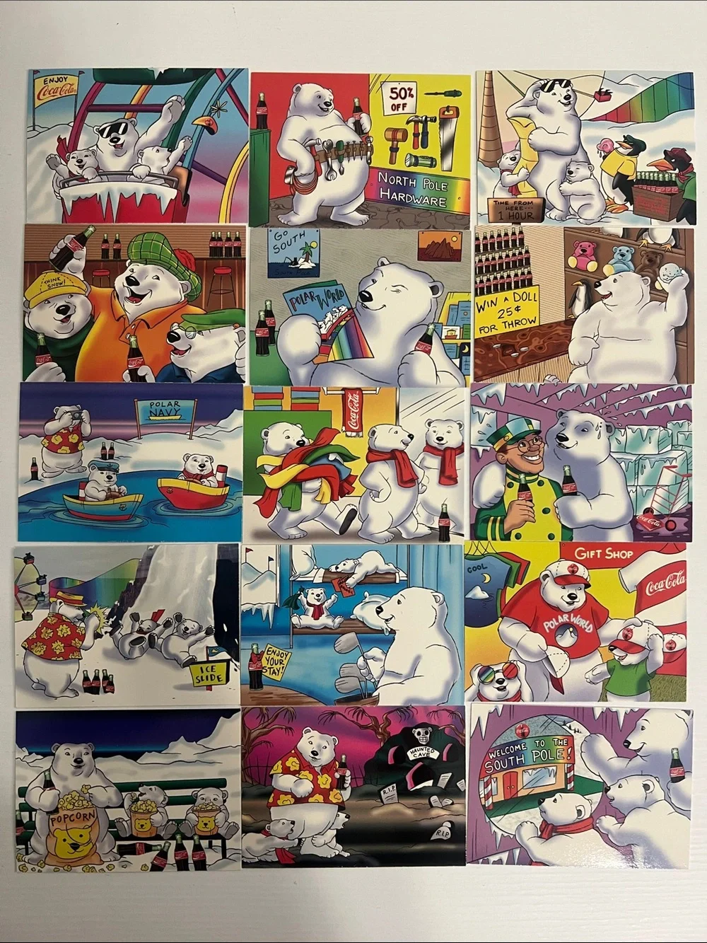 1996 South Pole Vacation Coca Cola Polar Bears Trading Cards (15) - Lot #1